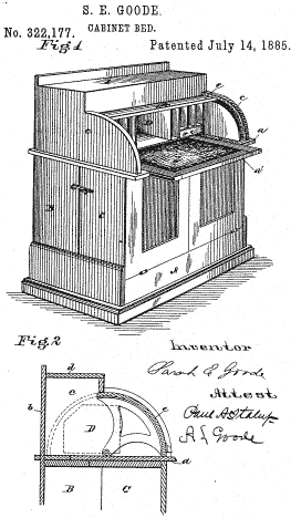 Sarah E. Goode's Cabinet bed patent